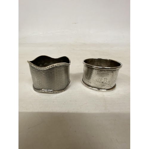 33 - TWO HALLMARKED BIRMINGHAM SILVER NAPKIN RINGS AND A BOXED EDINBURGH SILVER LETTER OPENER GROSS WEIGH... 