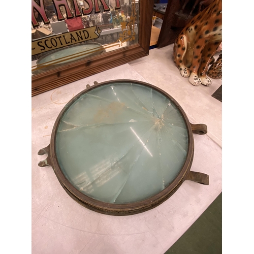 16 - A LARGE HEAVY BRASS MERCHANT NAVY PORTHOLE - 49 CM