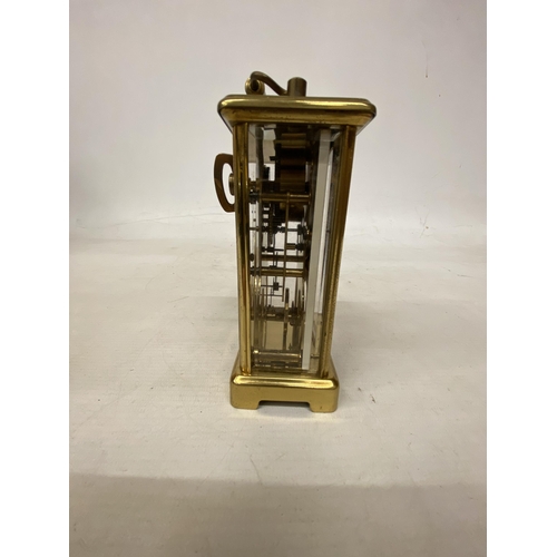 24 - A VINTAGE GERMAN SCHATZ & SOHNE BRASS 8 DAY CARRIAGE CLOCK IN WORKING ORDER NO WARRANTY GIVEN WITH W... 