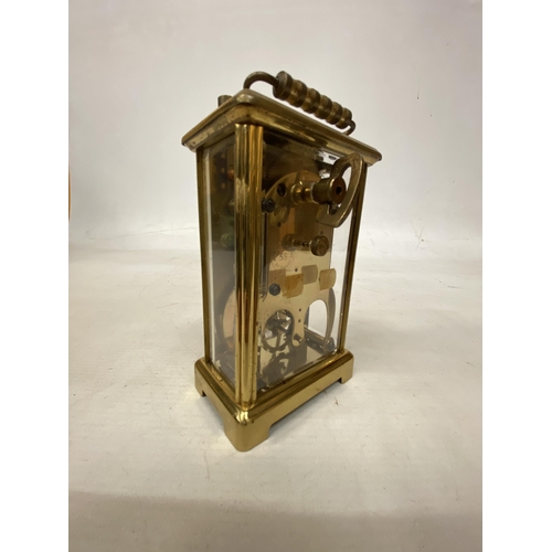 24 - A VINTAGE GERMAN SCHATZ & SOHNE BRASS 8 DAY CARRIAGE CLOCK IN WORKING ORDER NO WARRANTY GIVEN WITH W... 