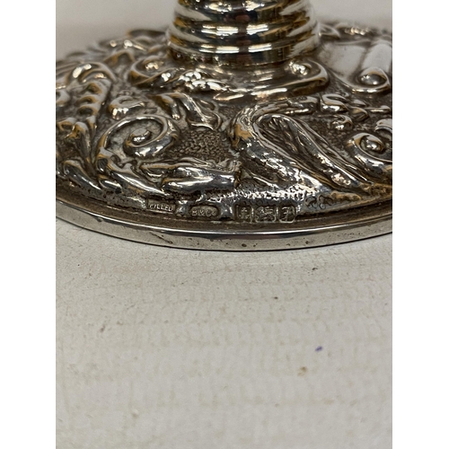 26 - A PAIR OF HALLMARKED BIRMINGHAM SILVER B & CO CANDLESTICKS 1980 WITH WEIGHTED BASES