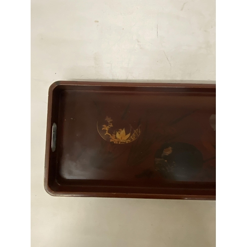 37 - A RECTANGULAR ORIENTAL LAQUERED TRAY