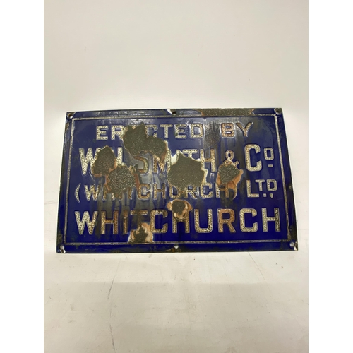 7 - AN ENAMEL SIGN W.H. SMITH WHITCHURCH - 41 X 21.5 CM