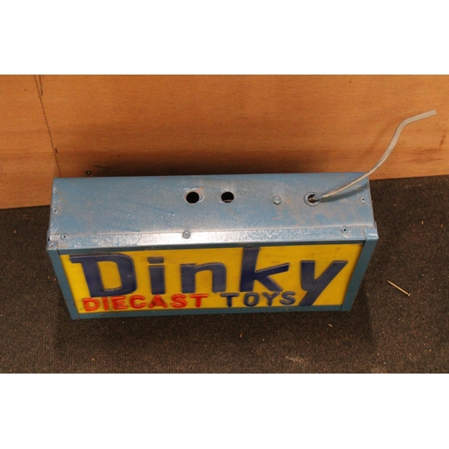  A DINKY DIECAST TOYS ILLUMINATED SIGN, HEIGHT 24CM, WIDTH 41CM, DEPTH 11CM