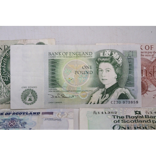 326 - A SELECTION OF BANKNOTES . 1 X £5 , 3 X £1 , 1 X 10