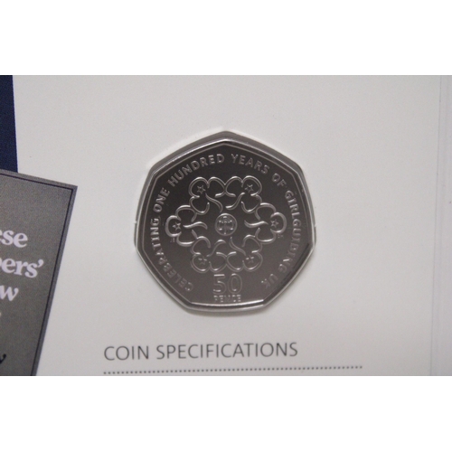 328 - A UK , ROYAL MINT , CELEBRATING 50 YEARS OF THE 50P , BRITISH CULTURE SET BOXED WITH 5 COINS