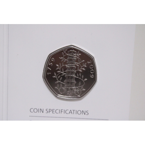 328 - A UK , ROYAL MINT , CELEBRATING 50 YEARS OF THE 50P , BRITISH CULTURE SET BOXED WITH 5 COINS