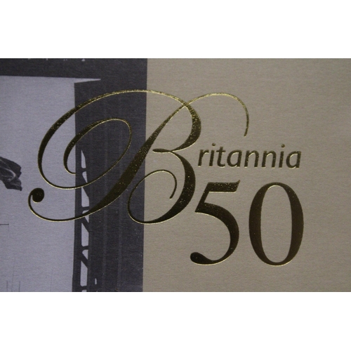 331 - A UK  QE11 THE 50TH ANNIVERSARY OF THE ROYAL YACHT BRITANNIA GOLD PRESENTATION COVER LIMITED EDITION... 