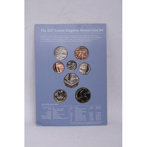 334 - UK ROYAL MINT UNCIRCULATED ANNUAL COIN SET 2017 . CONSISTS OF 8 COINS .