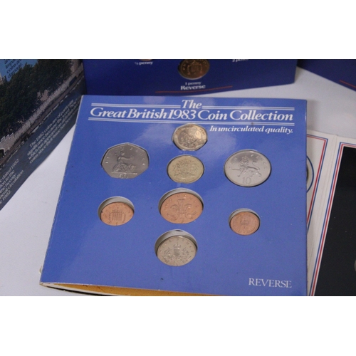 335 - UK YEAR COIN SETS : 1960 , 1982 X 2 , 1983 X 2 , 1986 , 1992 AND 1994