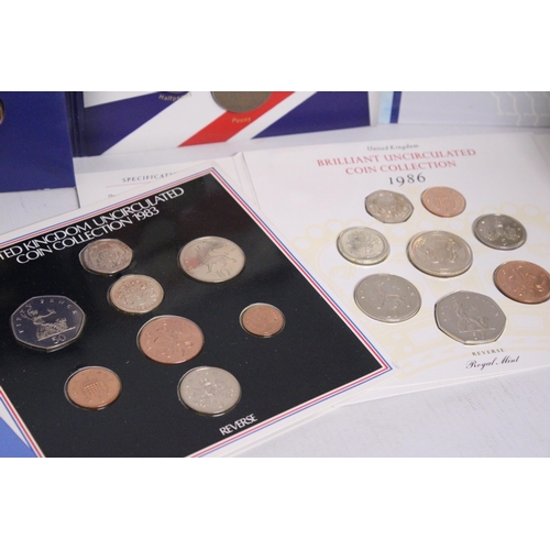 335 - UK YEAR COIN SETS : 1960 , 1982 X 2 , 1983 X 2 , 1986 , 1992 AND 1994