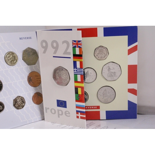 335 - UK YEAR COIN SETS : 1960 , 1982 X 2 , 1983 X 2 , 1986 , 1992 AND 1994