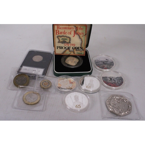 337 - A SMALL GROUP OF COINS , INCLUDING ENCAPSULATED EXAMPLES , NOTED UK