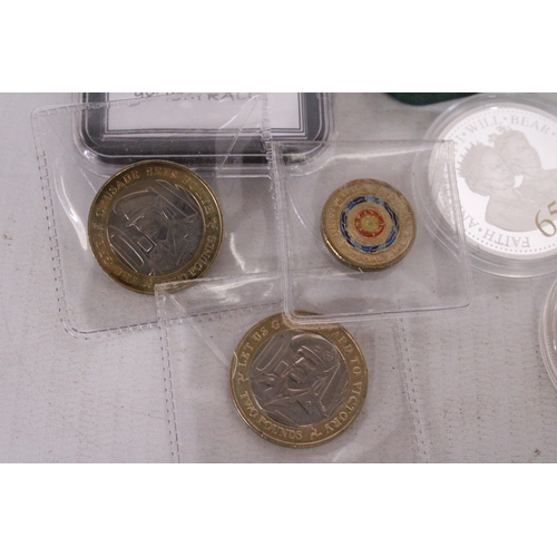 337 - A SMALL GROUP OF COINS , INCLUDING ENCAPSULATED EXAMPLES , NOTED UK