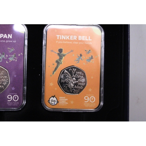 341 - A UK PETER PAN 2019 , 50P CAPSULE EDITION FULL SET OF SIX COINS IN CASE