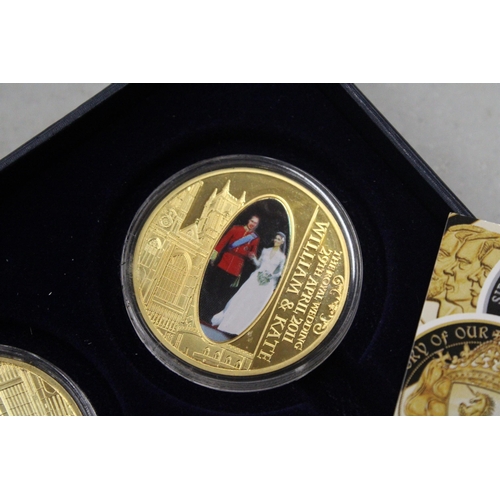 372 - TWO WINDSOR MINT PRINCE WILLIAM AND KATE COMMEMORATIVE COINS THE ROYAL WEDDING 29TH APRIL 2011