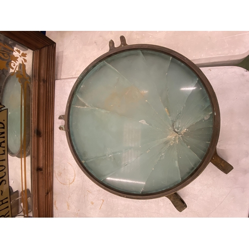 16 - A LARGE HEAVY BRASS MERCHANT NAVY PORTHOLE - 49 CM