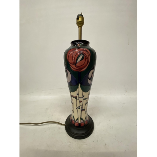 68 - A MOORCROFT TABLE LAMP - CHARLES RENNIE MACINTOSCH DESIGN HEIGHT 40CM