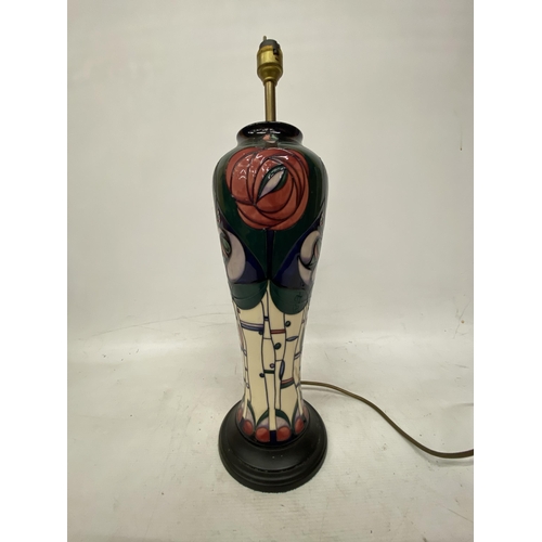 68 - A MOORCROFT TABLE LAMP - CHARLES RENNIE MACINTOSCH DESIGN HEIGHT 40CM