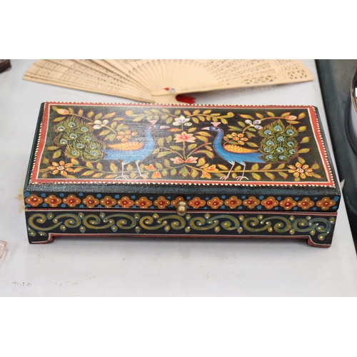 102 - A HANDPAINTED INDIAN JEWELLERY BOX