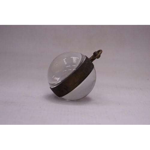 169 - A BRASS AND GLASS BUBBLE CLOCK