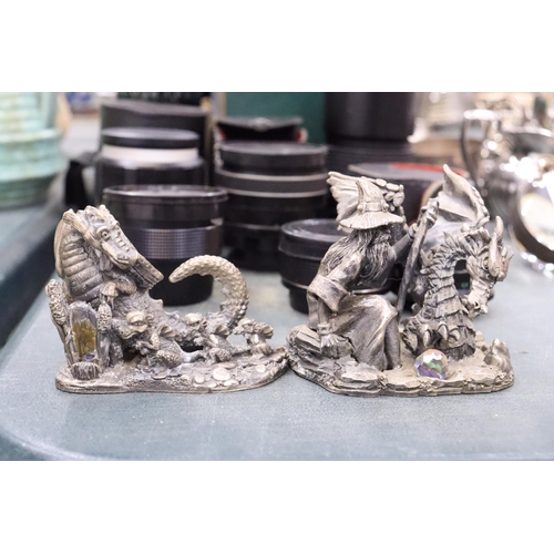 171 - TWO MYTH AND MAGICAL PEWTER FIGURES 