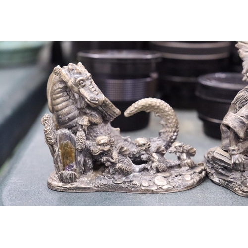 171 - TWO MYTH AND MAGICAL PEWTER FIGURES 