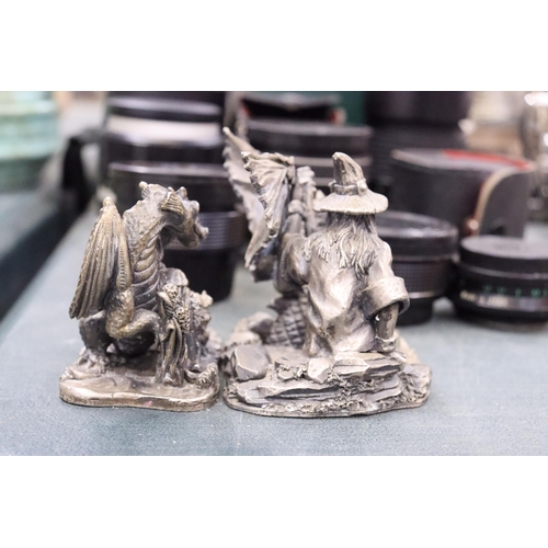 171 - TWO MYTH AND MAGICAL PEWTER FIGURES 