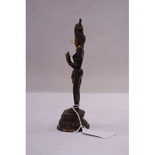 178 - A BUDDHIST BRONZE STATUE OF A FEMALE DEITY - 16.5 CM