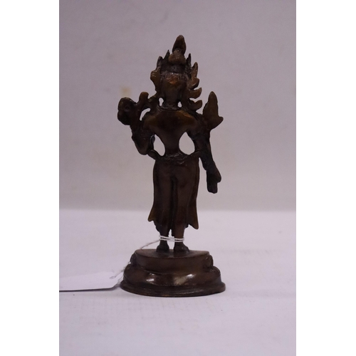 178 - A BUDDHIST BRONZE STATUE OF A FEMALE DEITY - 16.5 CM