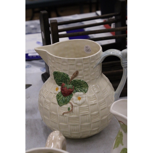 214 - FIVE SHORTER AND SON HAND PAINTED JUGS OF VARIOUS SIZES