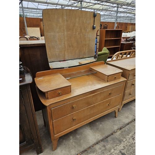 3013 - AN OAK LEBUS CHEST OF THREE DRAWERS AND MATCHING DRESSING TABLE