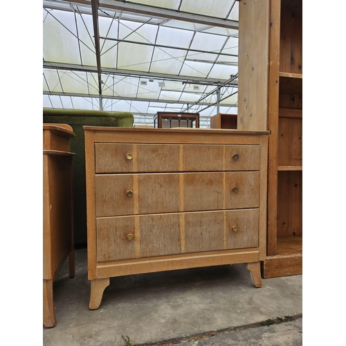 3013 - AN OAK LEBUS CHEST OF THREE DRAWERS AND MATCHING DRESSING TABLE