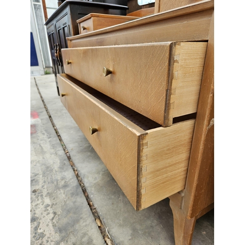 3013 - AN OAK LEBUS CHEST OF THREE DRAWERS AND MATCHING DRESSING TABLE