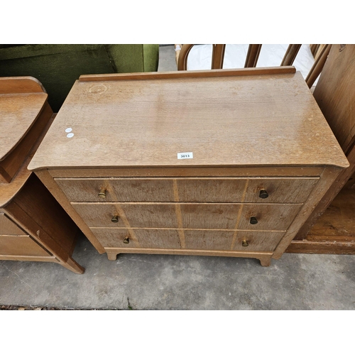 3013 - AN OAK LEBUS CHEST OF THREE DRAWERS AND MATCHING DRESSING TABLE