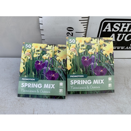 224 - ONE HUNDRED 'SPRING MIX' BULBS - NARCISSUS AND CROCUS IN TWO PACKS. PLUS VAT TO BE SOLD FOR THE ONE ... 