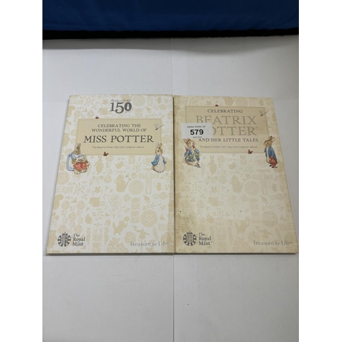 466 - TWO ROYAL MINT TREASURE FOR LIFE COLLECTOR'S ALBUMS CONTAINING FIFTY PENCE PIECES CELEBRATING BEATRI... 