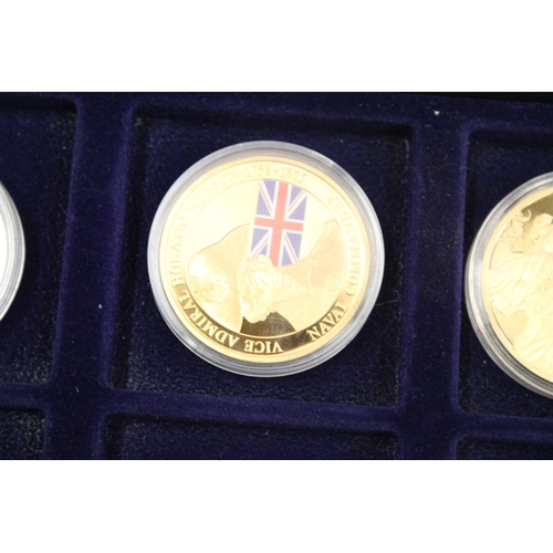 471 - SIX BOXED COMMEMORATIVE COINS TO INCLUDE THE GREATEST BRITIANS, HISTORY OF BRITIAN ETC