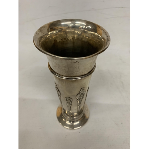 1 - A HALLMARKED LONDON SILVER TRUMPET VASE - GROSS WEIGHT 287.87 GRAMS, 19.75 CM (H), 8.5 (D)