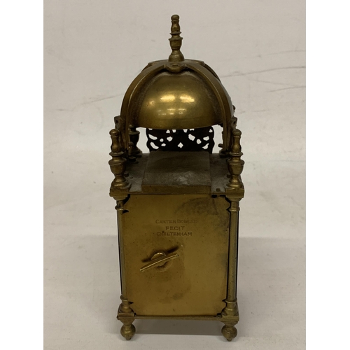 2 - A VINTAGE CARTER BOWLES BRASS LANTERN MANTLE CLOCK