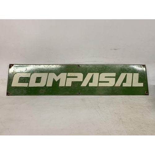 4 - A VINTAGE ENAMEL COMPASAL SIGN - 66 X 15 CM