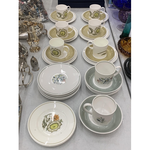 148 - A COLLECTION OF CUPS AND SAUCERS AND SIDE PLATES TO INCLUDE SUSIE COPPER AND WEDGWOOD