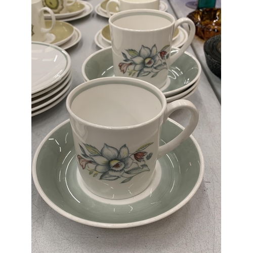 148 - A COLLECTION OF CUPS AND SAUCERS AND SIDE PLATES TO INCLUDE SUSIE COPPER AND WEDGWOOD