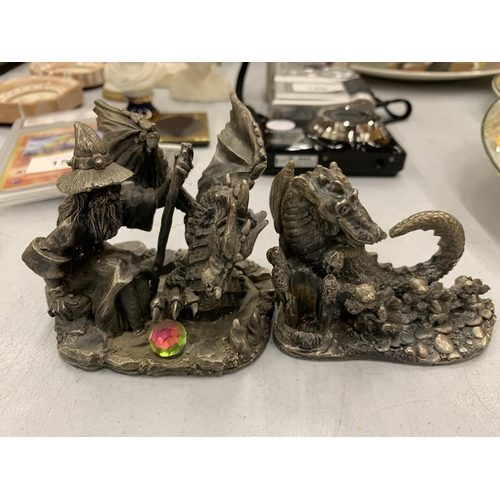 154 - TWO MYTH AND MAGICAL PEWTER FIGURES 