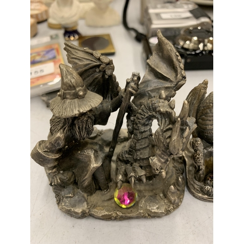 154 - TWO MYTH AND MAGICAL PEWTER FIGURES 