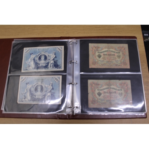 304 - A FOLDER CONTAININING 70 WORLD VINTAGE BANK NOTES TO INCLUDE HUNGARIAN PENGO, AUSTRIAN KRONEN, GERMA... 