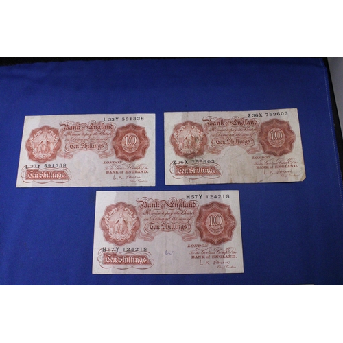 313 - SIX BANK OF ENGLAND TEN SHILLINGS' NOTES FEATURING QUEEN ELIZABETH II SIGNED BY CHIEF CASHIER L.K. O... 