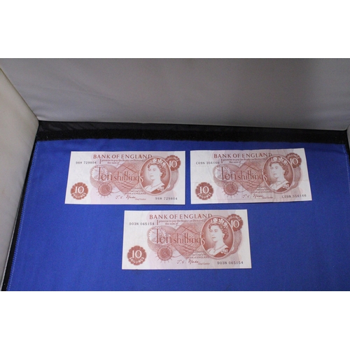 315 - SIX BANK OF ENGLAND TEN SHILLINGS' NOTES FEATURING QUEEN ELIZABETH II SIGNED BY CHIEF CASHIER J.S. F... 