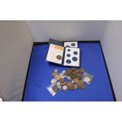 459 - MIXED PRE DECIMAL COINS TO INCLUDE TEN SIX PENCE AND TWO FLORINS ETC