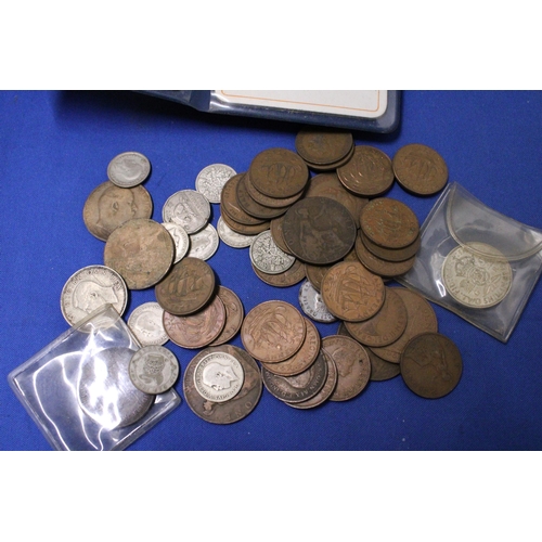 459 - MIXED PRE DECIMAL COINS TO INCLUDE TEN SIX PENCE AND TWO FLORINS ETC